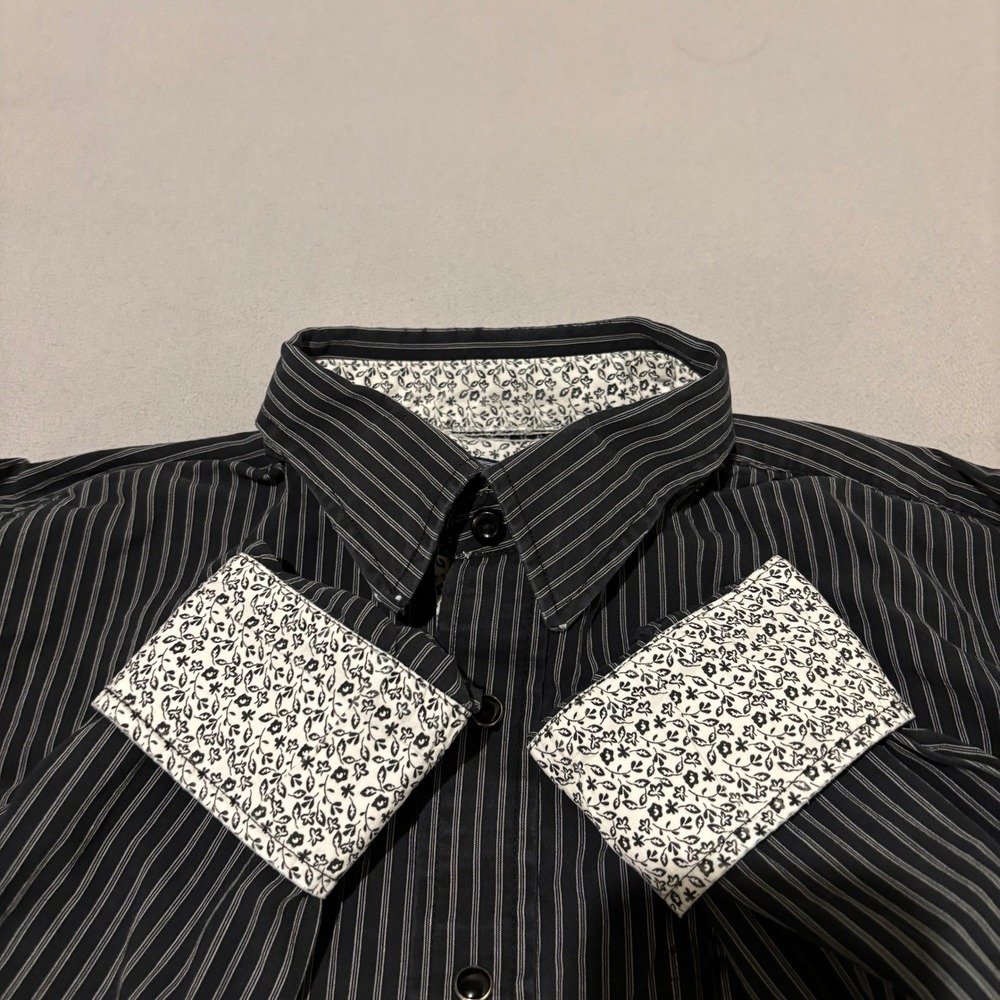 Panhandle‎ Slim Mens Pearl Snap Shirt Medium Flip Cuff Western Cowboy Rodeo